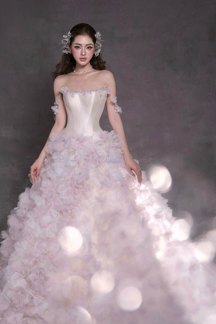 A-Line Dress with Floral Appliqués