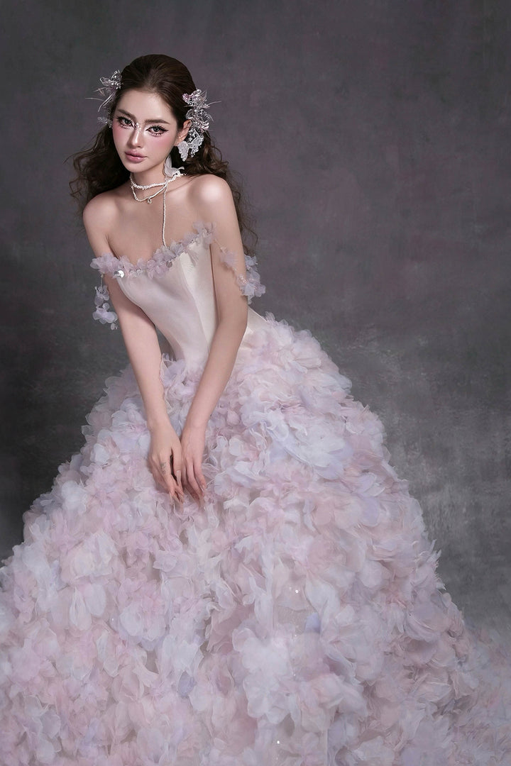 A-Line Dress with Floral Appliqués