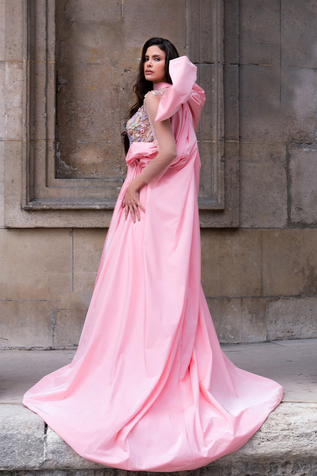 Blossom Pink Taffeta Evening Dress