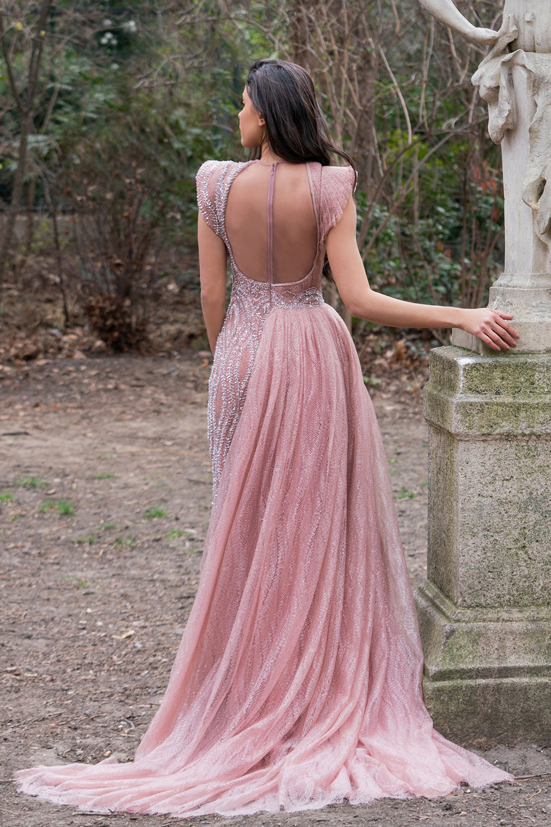 Tulle Shoulder and Floral Embroidery