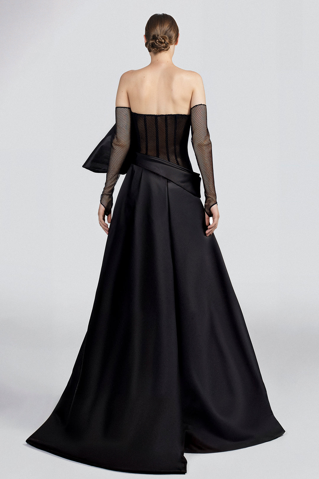 Strapless Dress with Structured Skirt and Floral Embellishments M.R DESIGN Strapless Dress with Structured Skirt and Floral Embellishments M.R DESIGN