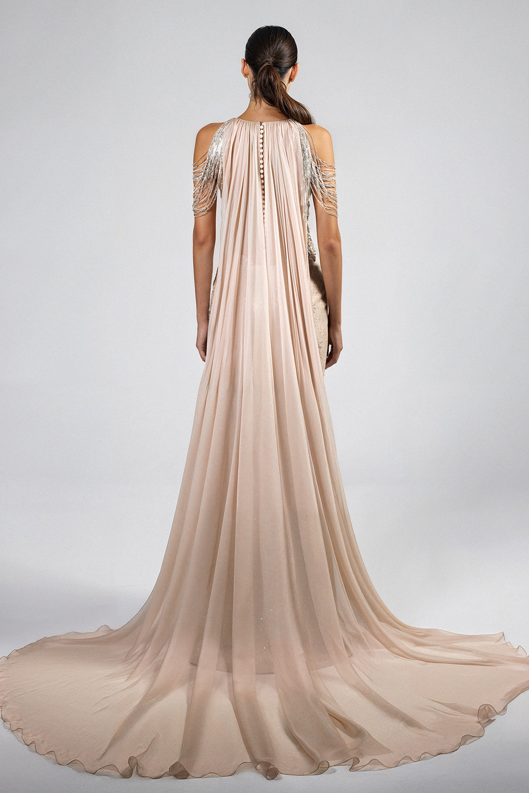 Fitted High-Neck Dress with Cold-Shoulder Design and Beaded Embellishments Fitted High-Neck Dress with Cold-Shoulder Design and Beaded Embellishments