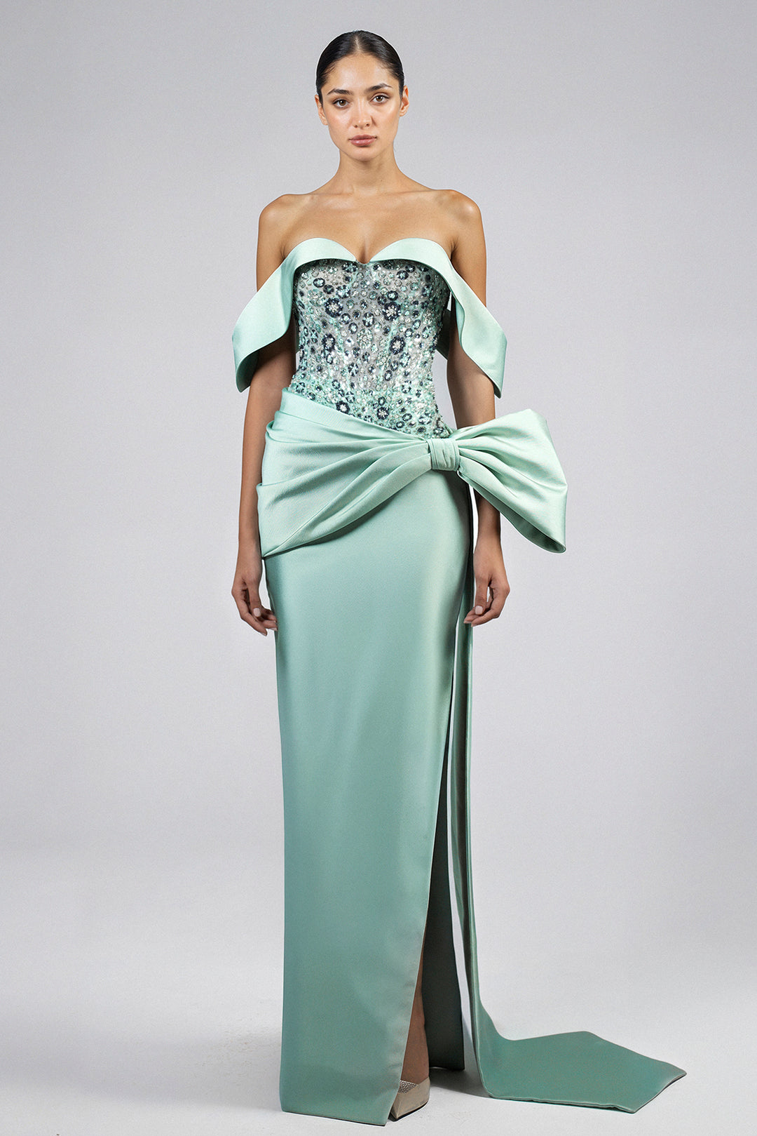 Off Shoulder Embellished Dress FR 46 / Blue Off Shoulder Embellished Dress FR 46 / Blue
