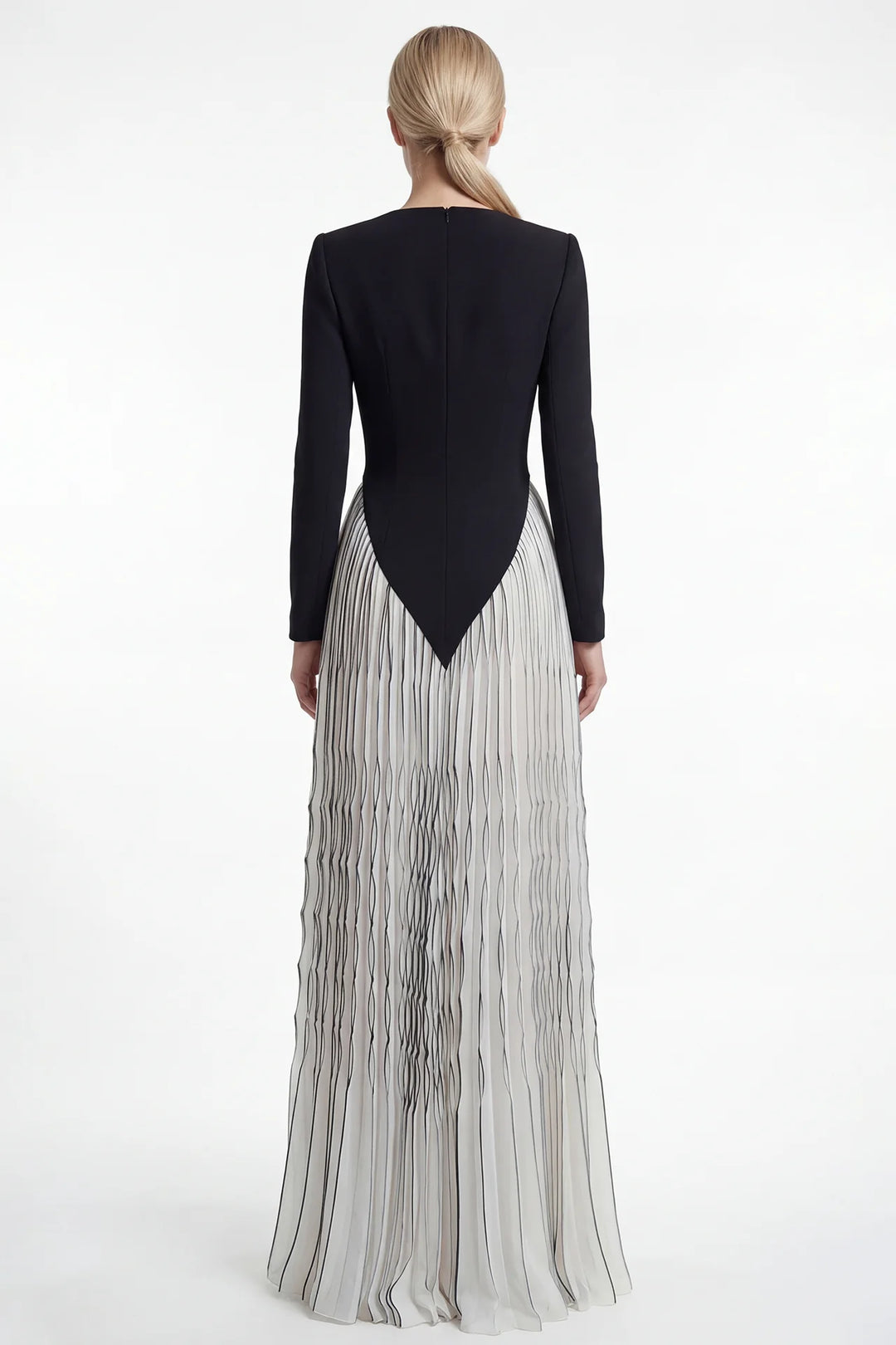 Pleated Gown with Bow Detail