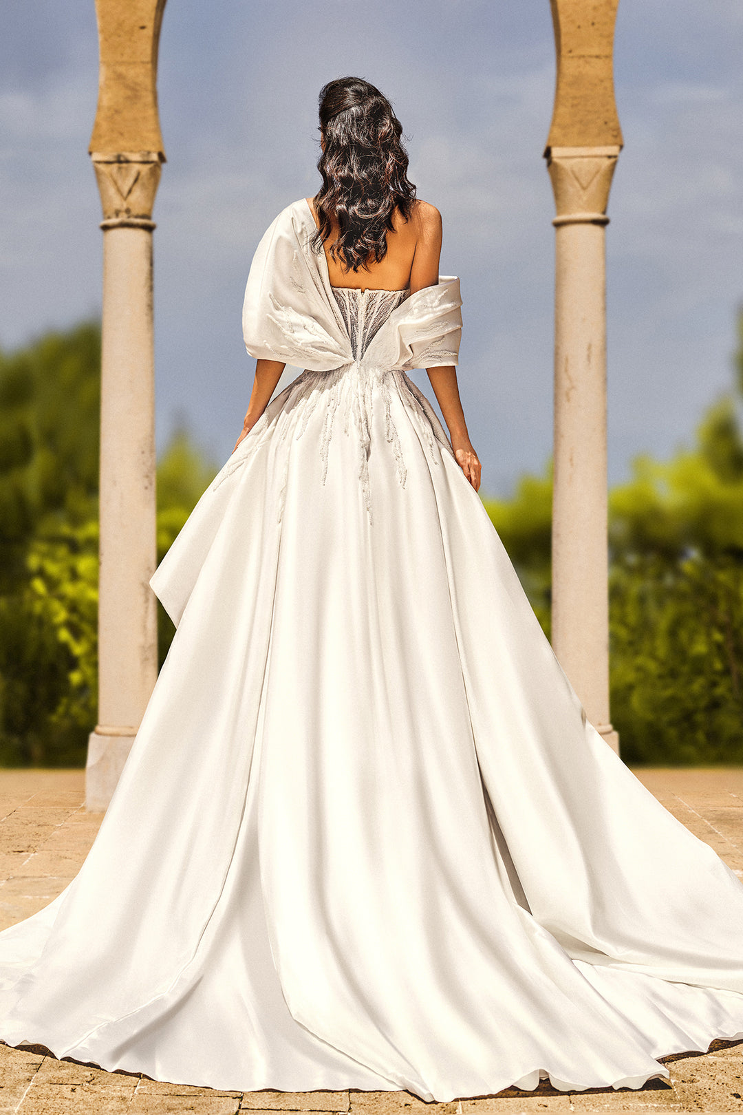 Embroidered Asymmetrical Dress with Draped Overskirt M.R DESIGN Embroidered Asymmetrical Dress with Draped Overskirt M.R DESIGN