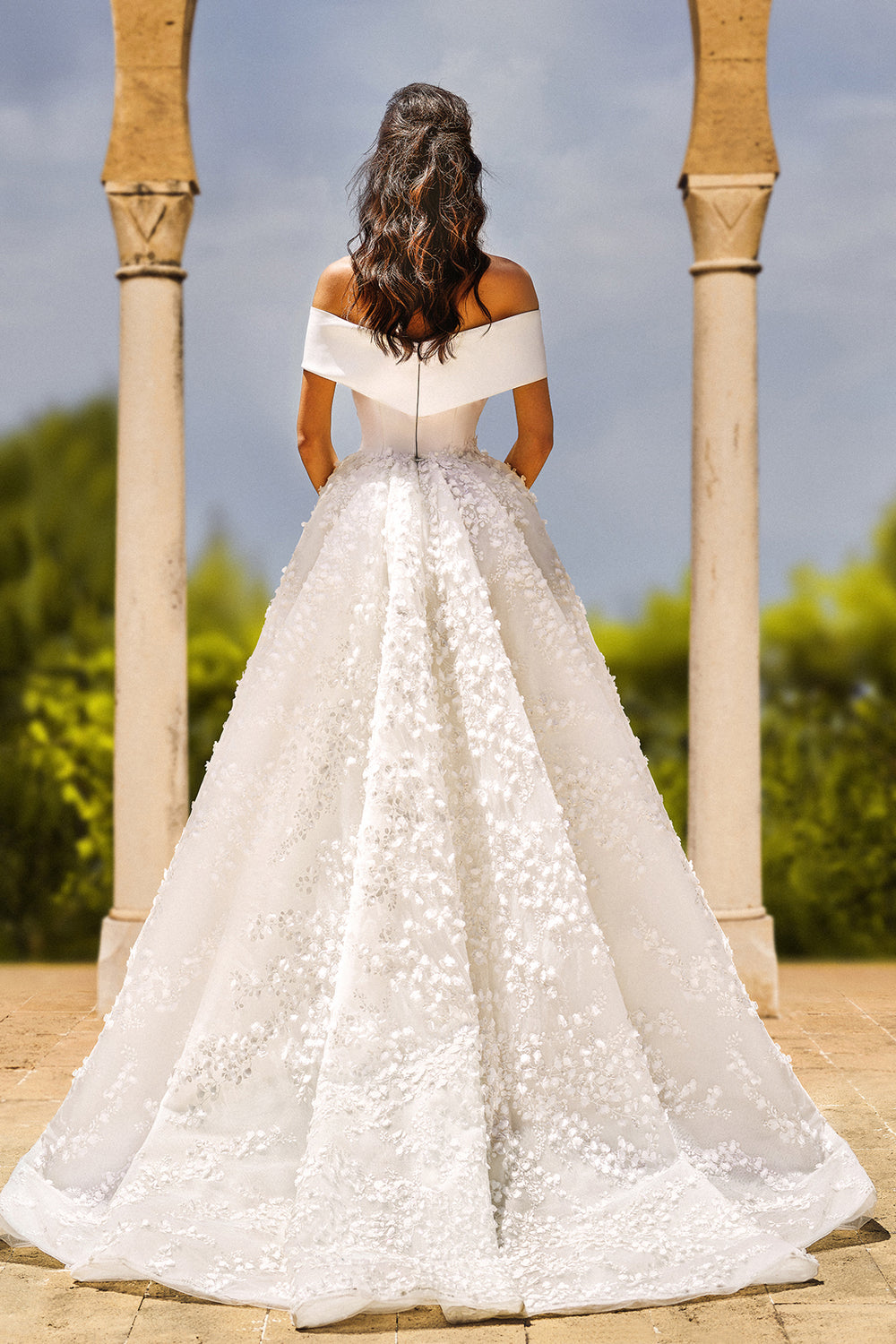 Off-The-Shoulder Mermaid Dress with Embroidered Overskirt M.R DESIGN Off-The-Shoulder Mermaid Dress with Embroidered Overskirt M.R DESIGN