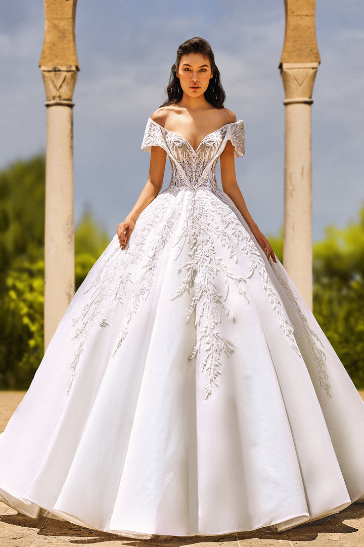 Off-The-Shoulder Embroidered Princess Dress