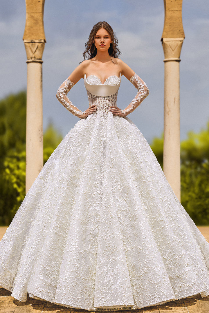 Strapless Embroidered Princess Dress