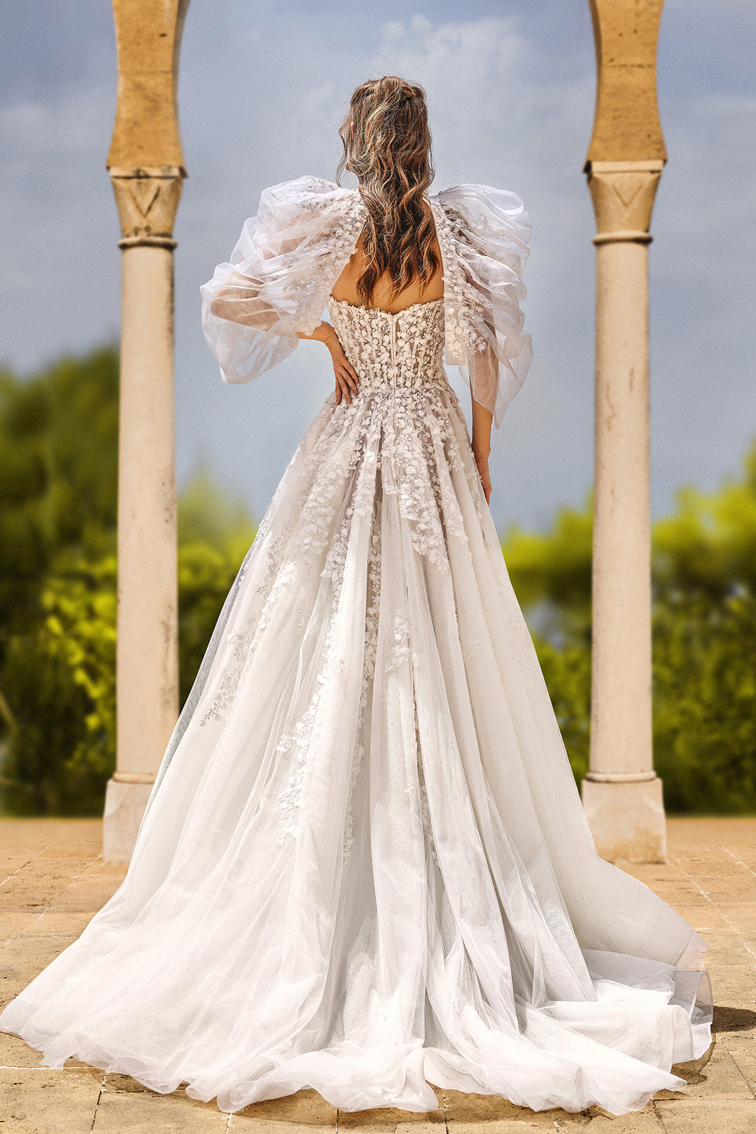 Strapless Tulle Embroidered A-line Dress with Bolero M.R DESIGN Strapless Tulle Embroidered A-line Dress with Bolero M.R DESIGN