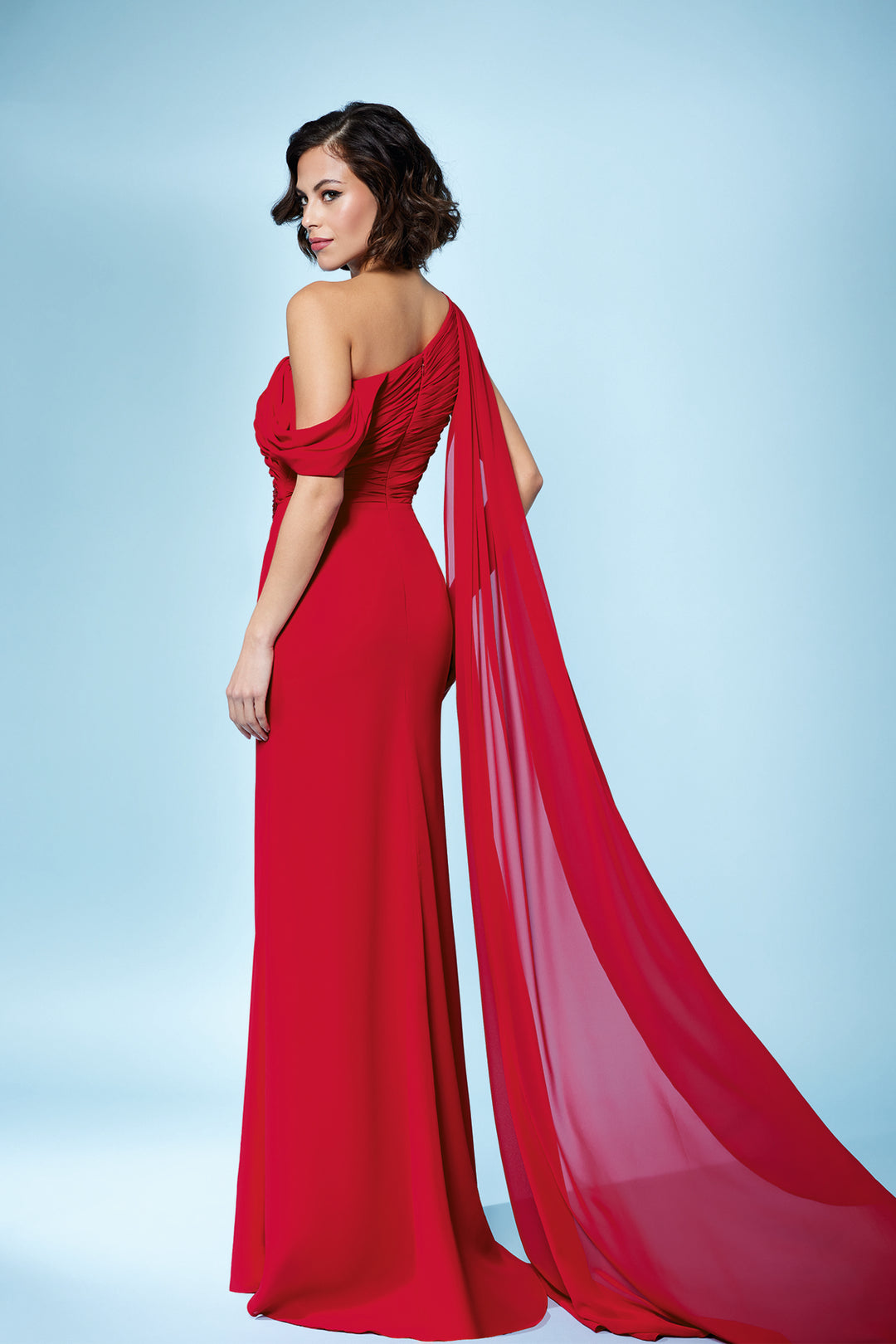 Chiffon Mermaid Dress with Jewel Appliqué