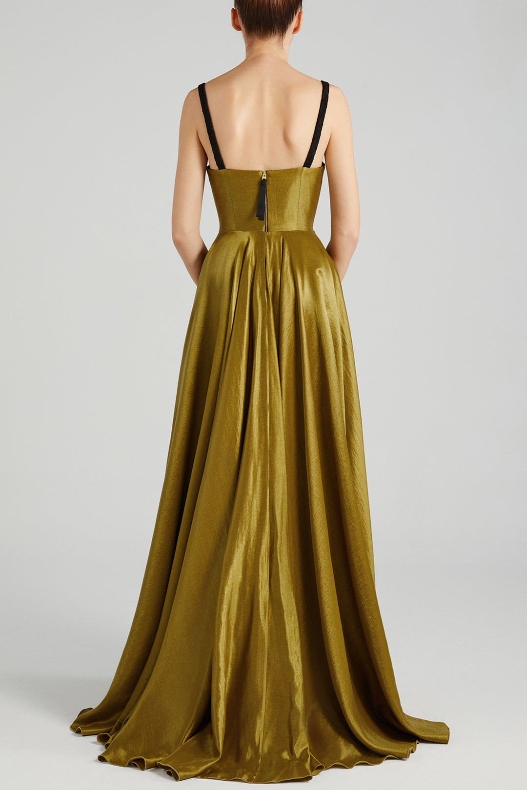 Lamé Crepe Train Dress