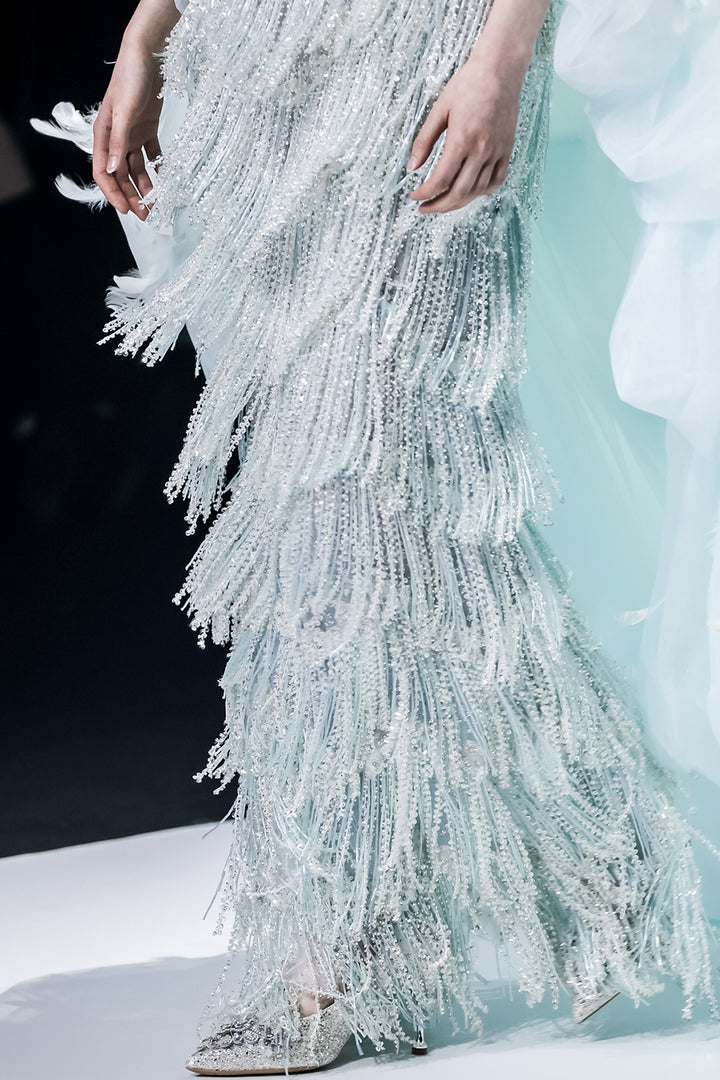 Embroidered Column Dress with Capelet