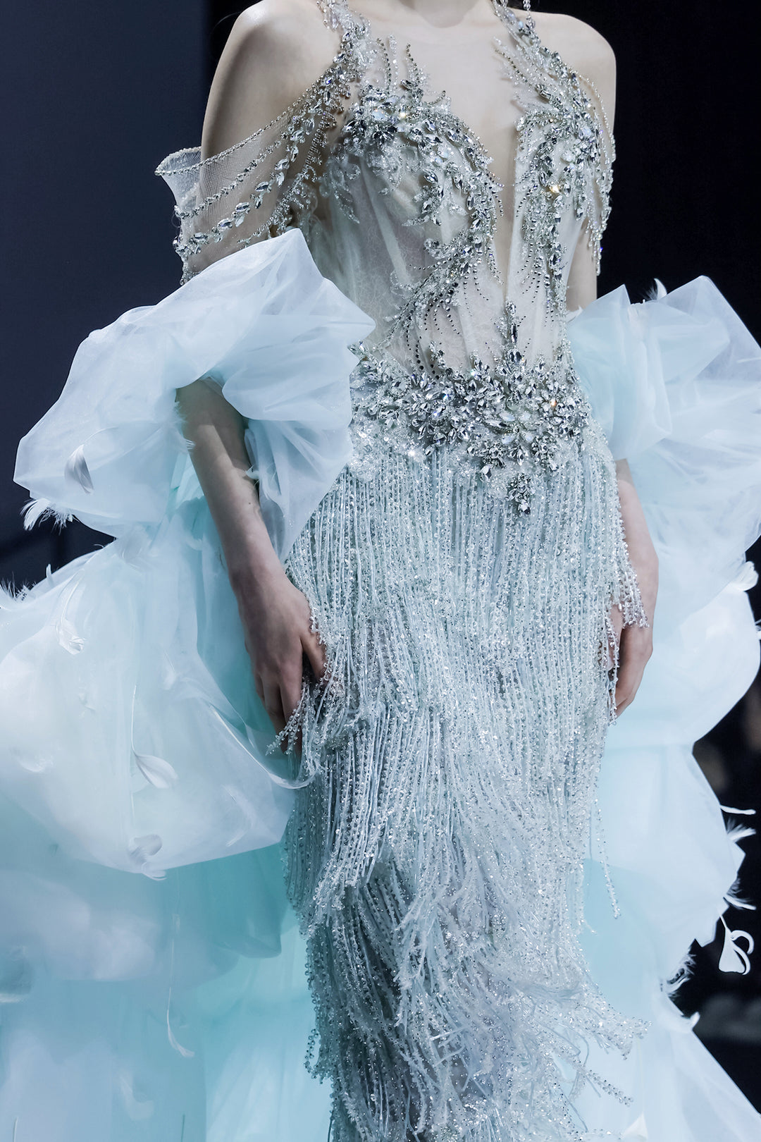 Embroidered Column Dress with Capelet