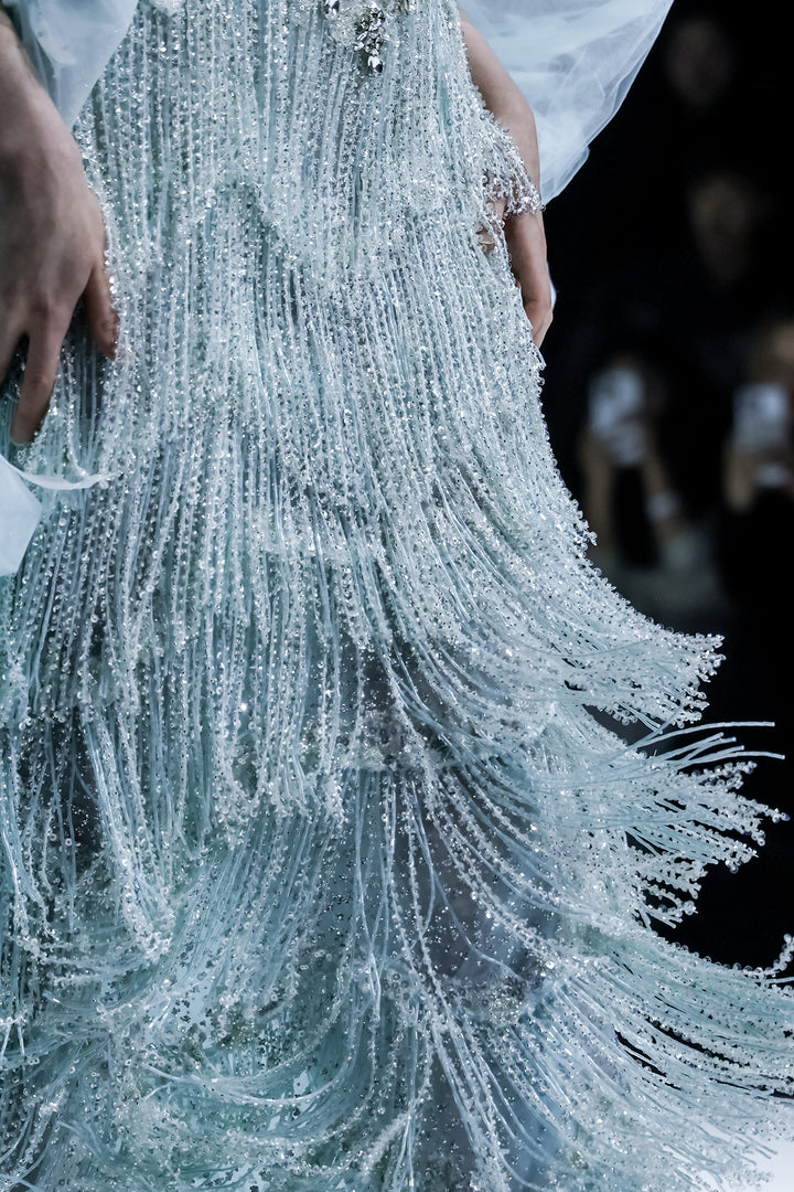 Embroidered Column Dress with Capelet