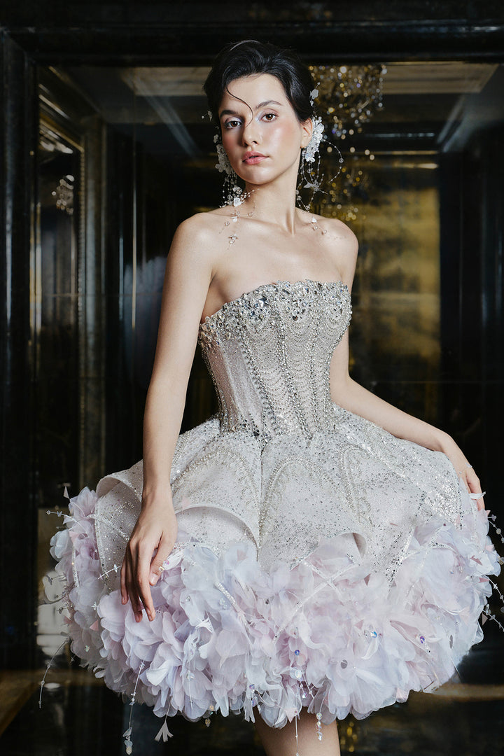 Beaded Strapless Bodice with Short Dress