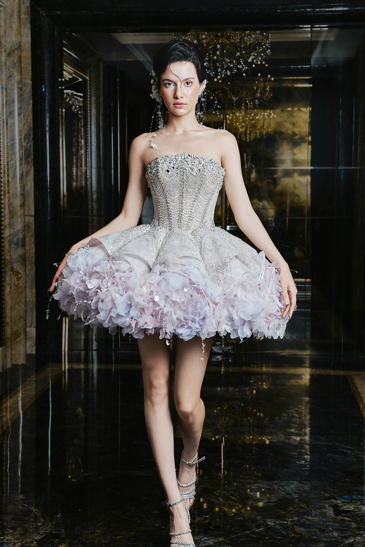 Beaded Strapless Bodice with Short Dress