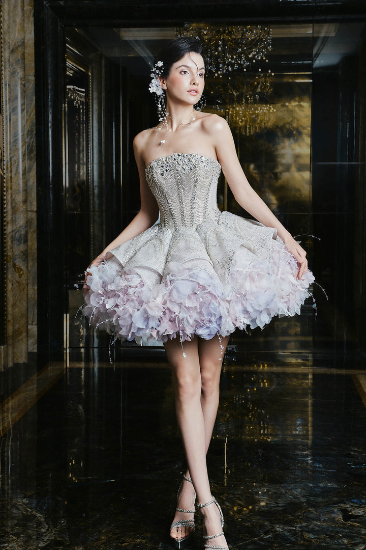 Beaded Strapless Bodice with Short Dress