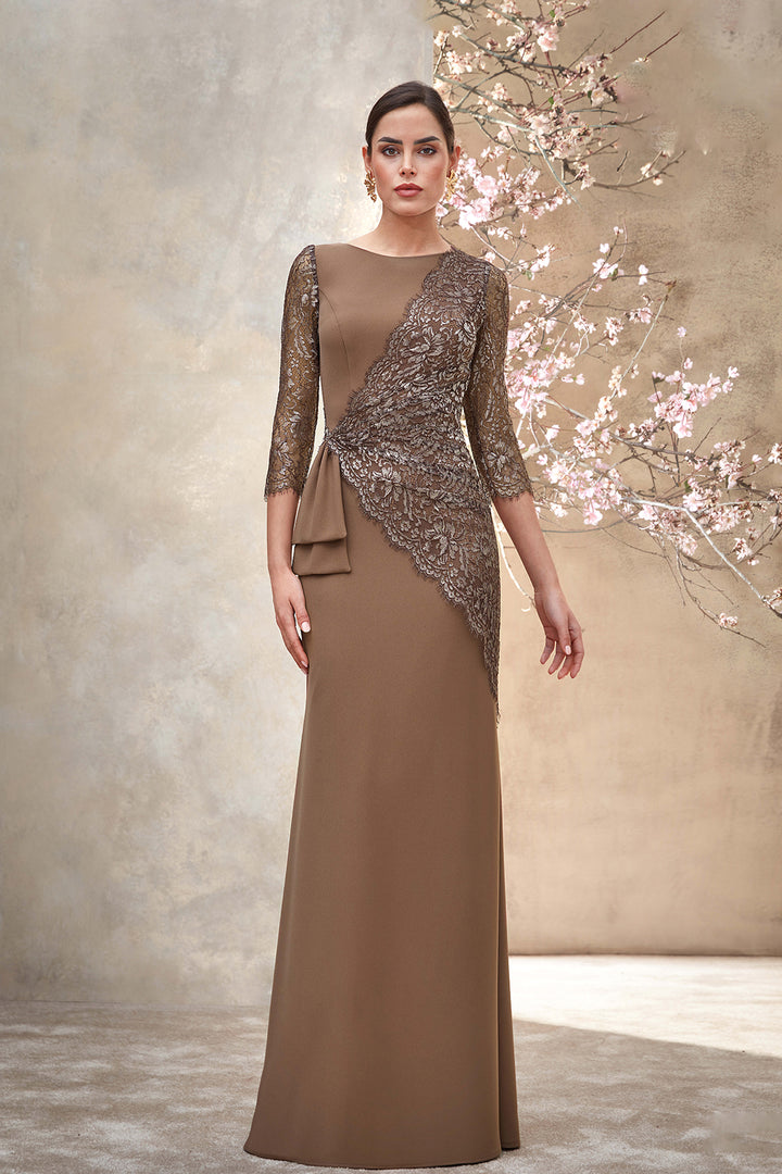 Crepe Dress with Asymmetrical Waist Bow