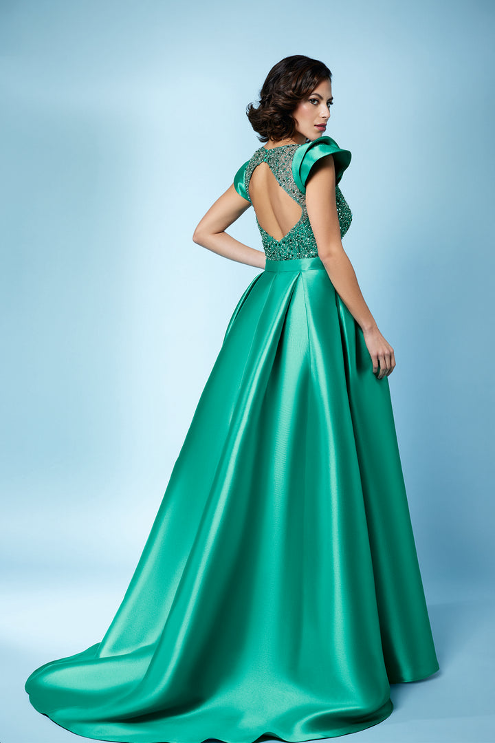 Beaded Dress with Ruffles and Overskirt