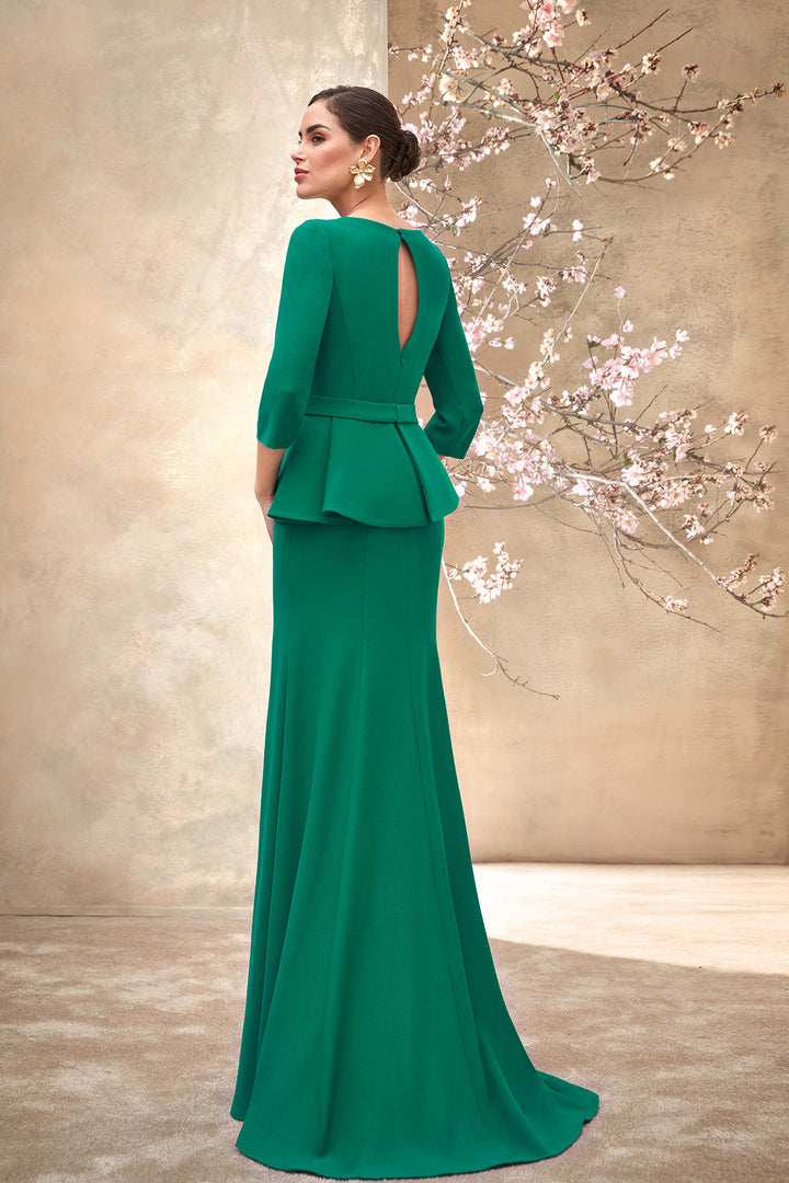 Mermaid Crepe Dress with Peplum