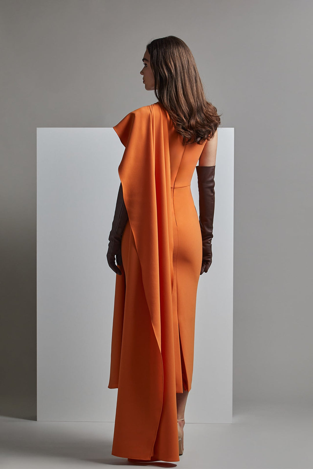 Cape Midi Dress with Draping