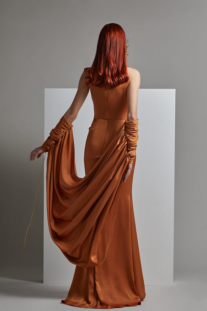 Halter Neck Draped Dress