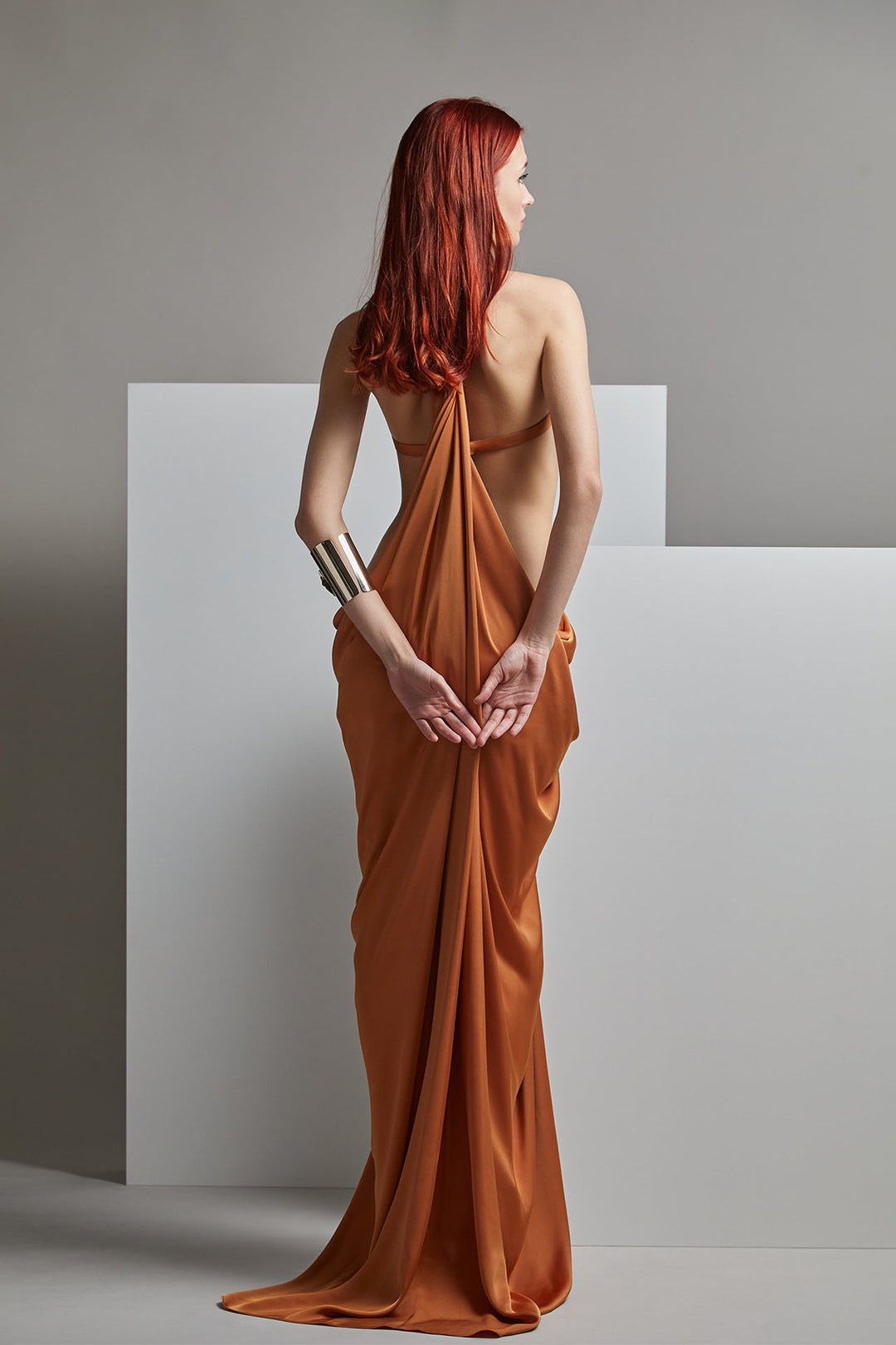 Sleeveless Flared Draped Dress with Cutouts