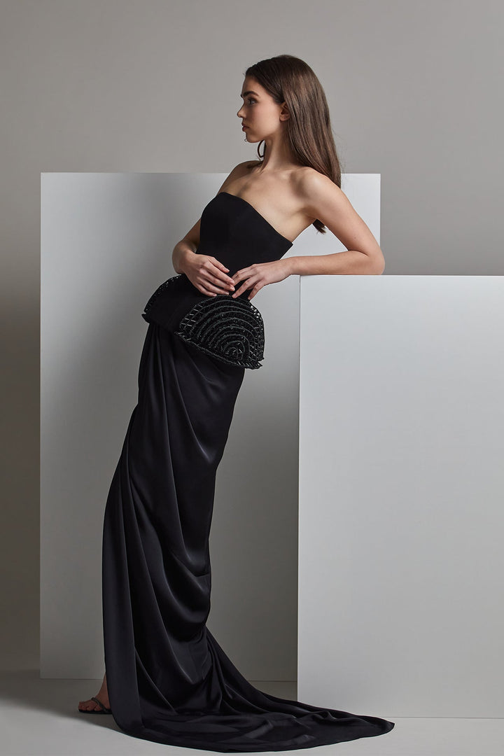 Strapless Top with Draped Fitted Skirt