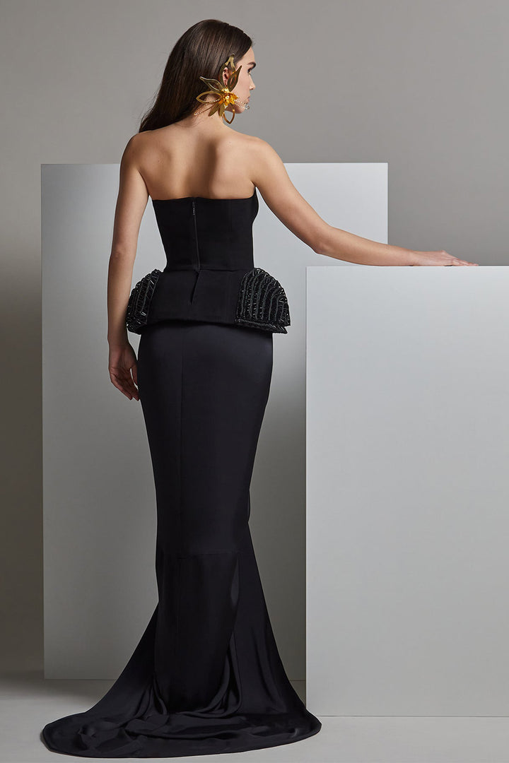 Strapless Top with Draped Fitted Skirt