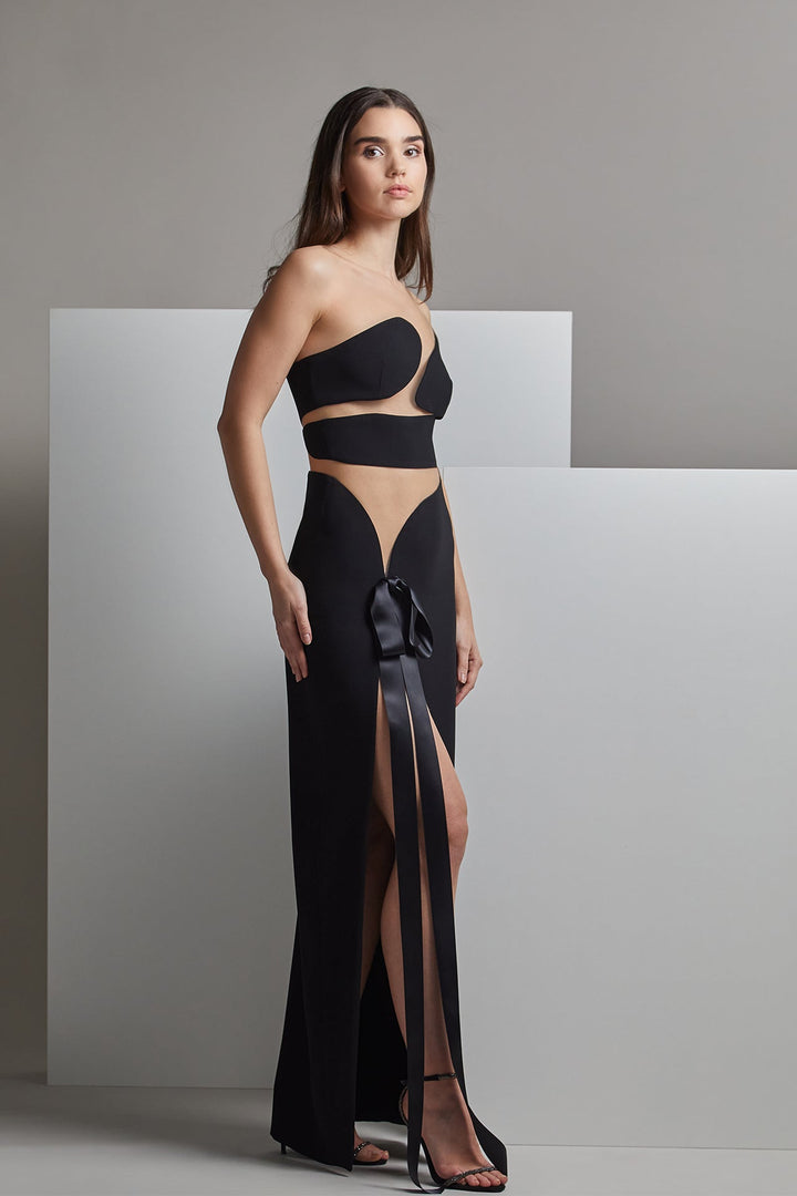 Strapless A-line Dress with Cutouts