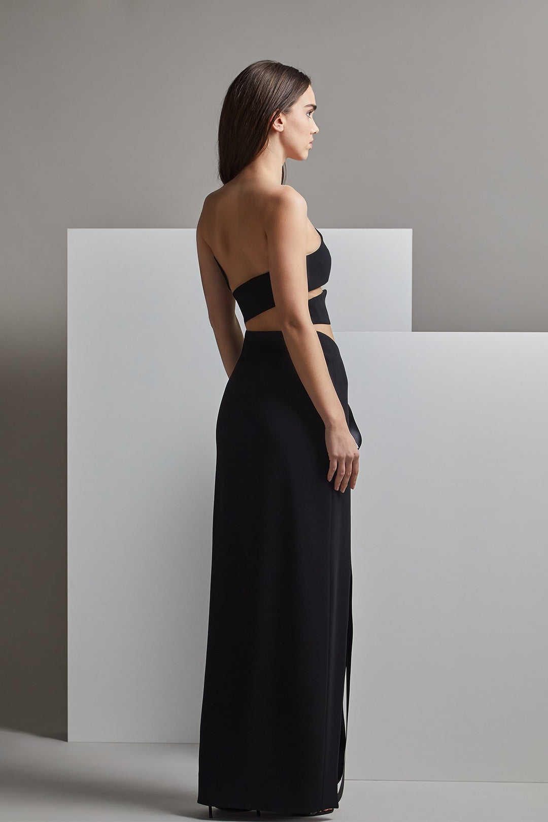 Strapless A-line Dress with Cutouts