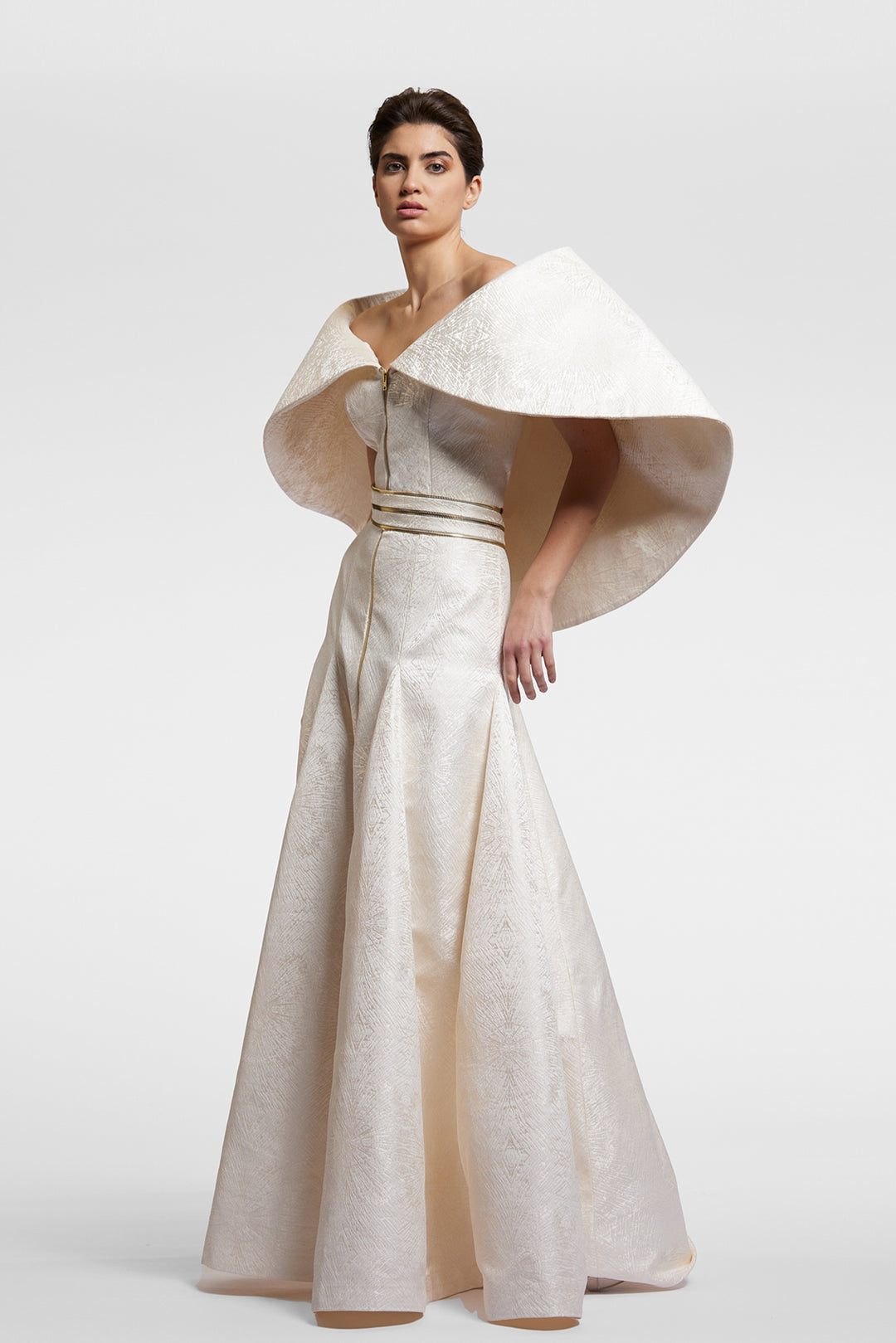 Modified A-Line Dress with Oversized Shoulders Ivory / FR 46 Modified A-Line Dress with Oversized Shoulders Ivory / FR 46