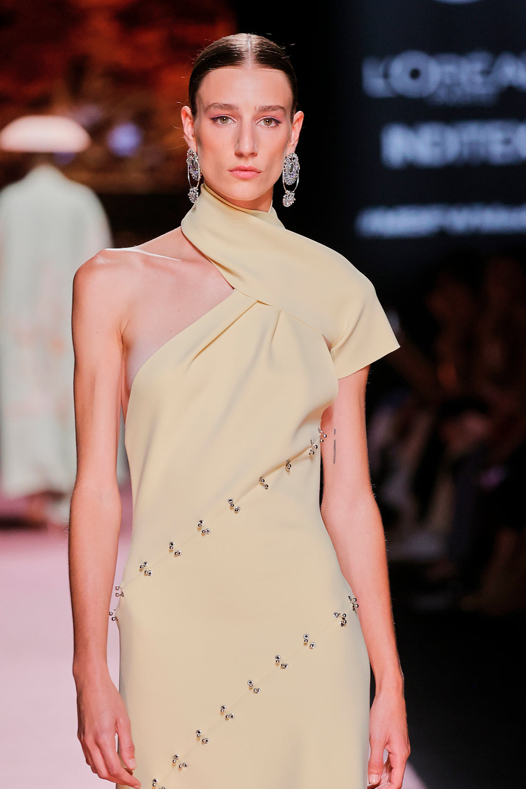 One-Shoulder Satin Midi