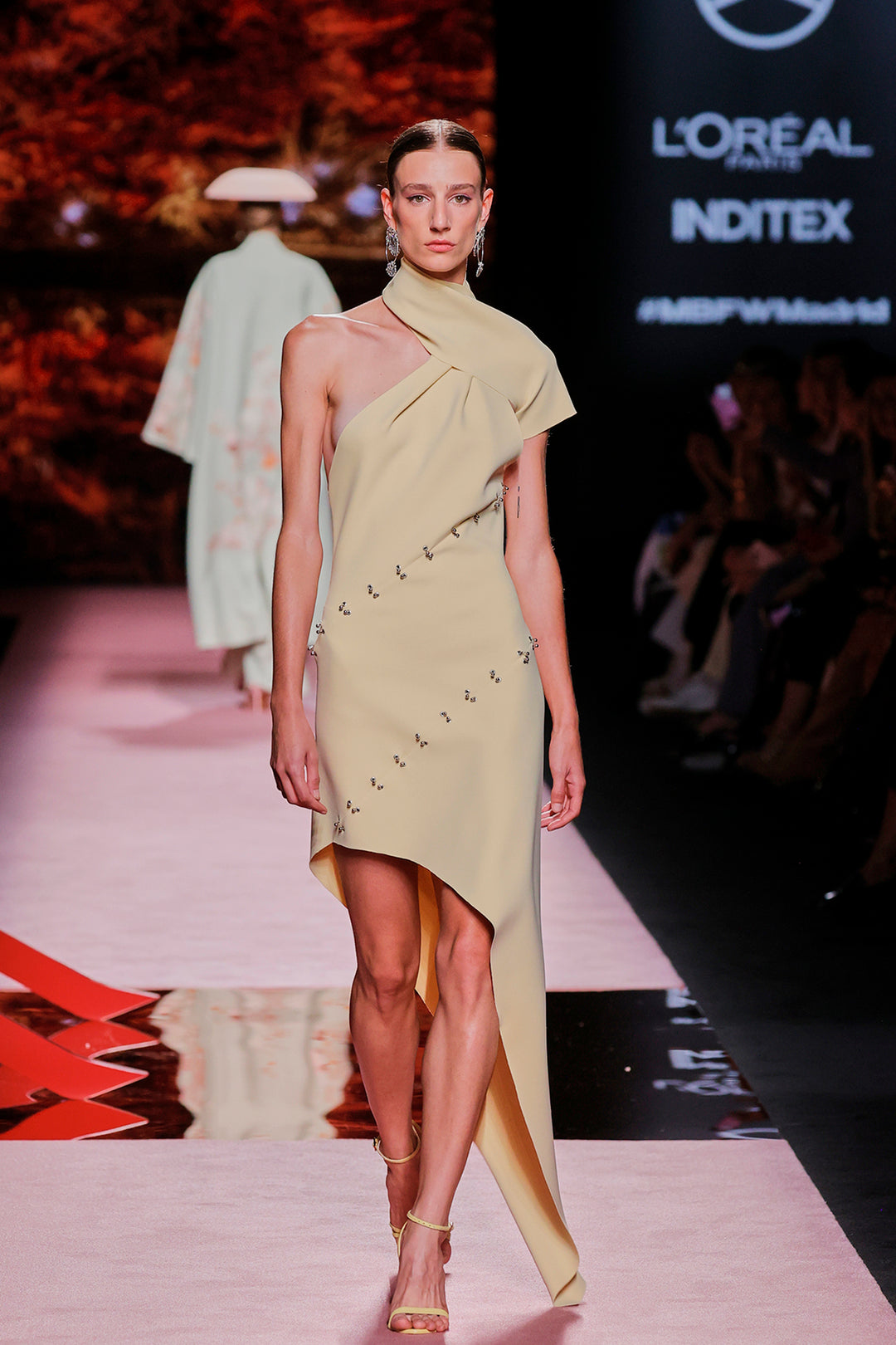 One-Shoulder Satin Midi