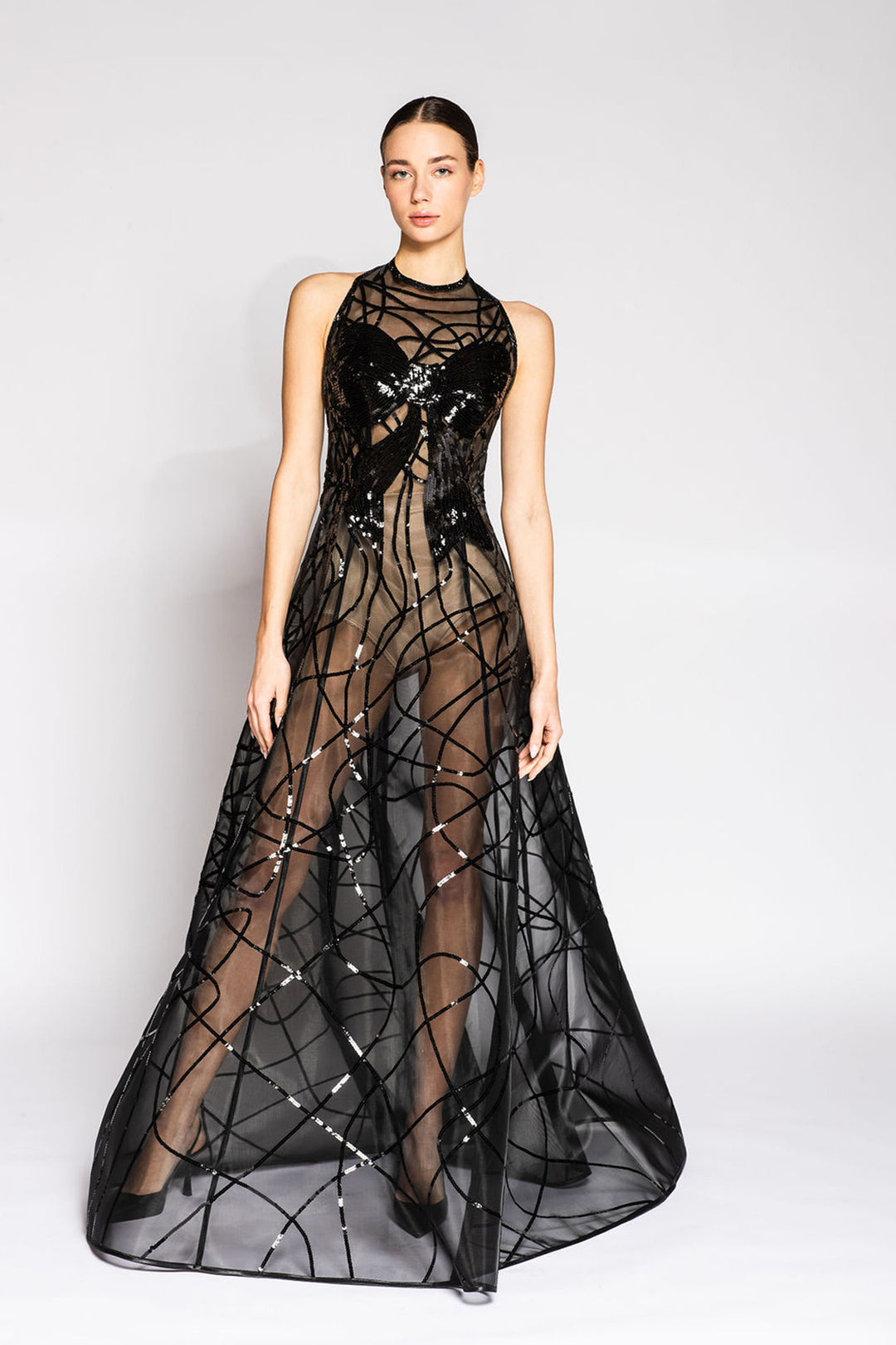 Sleeveless See-Through A-line Dress M.R DESIGN Sleeveless See-Through A-line Dress M.R DESIGN