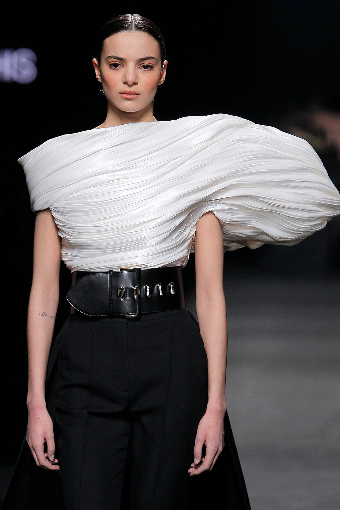 Pleated Top with Pants and Overskirt