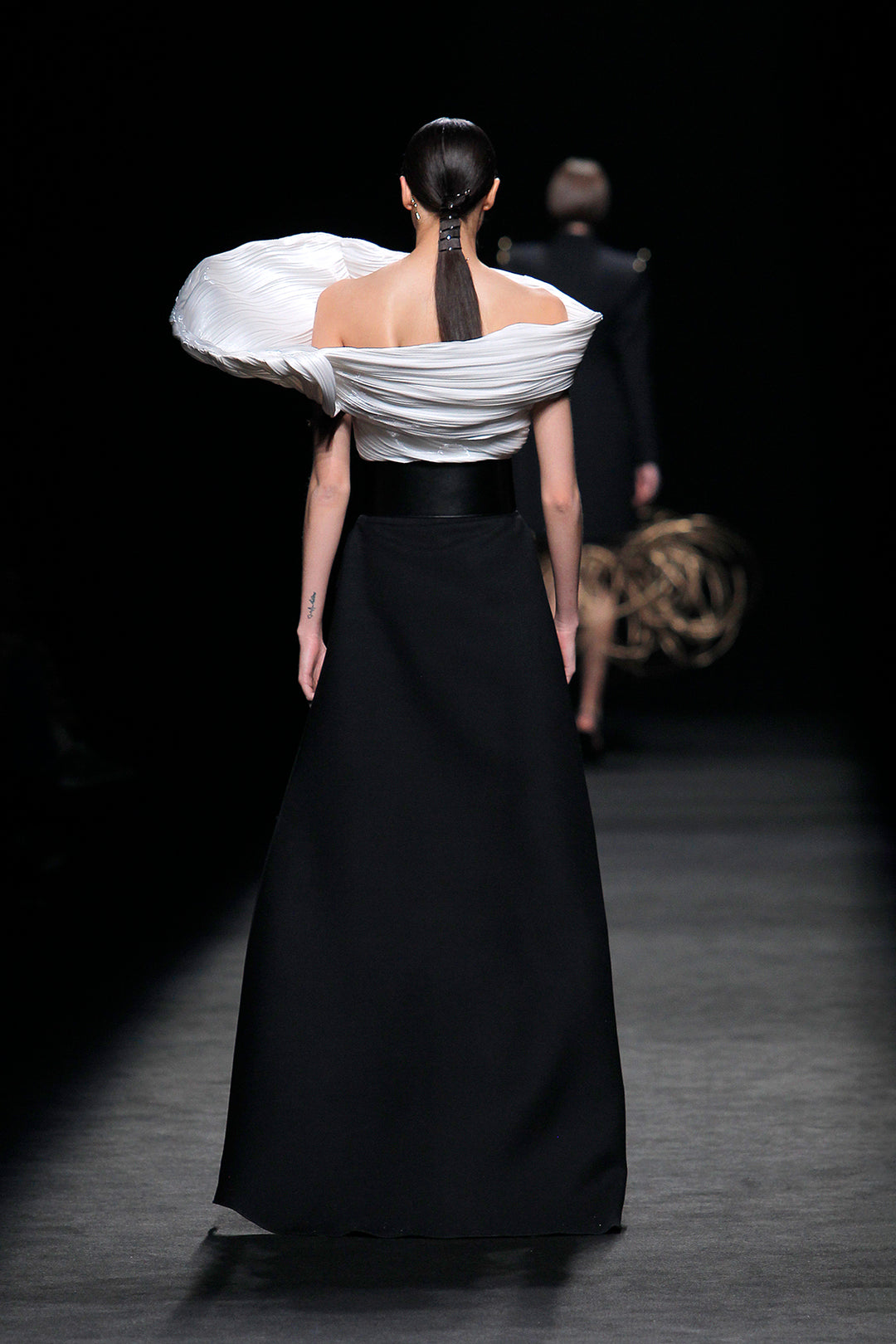 Pleated Top with Pants and Overskirt