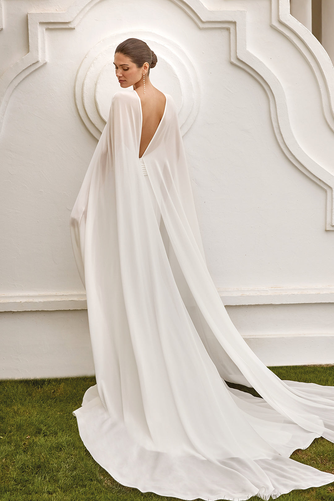 Mermaid Dress with Halter and Cape Georgette