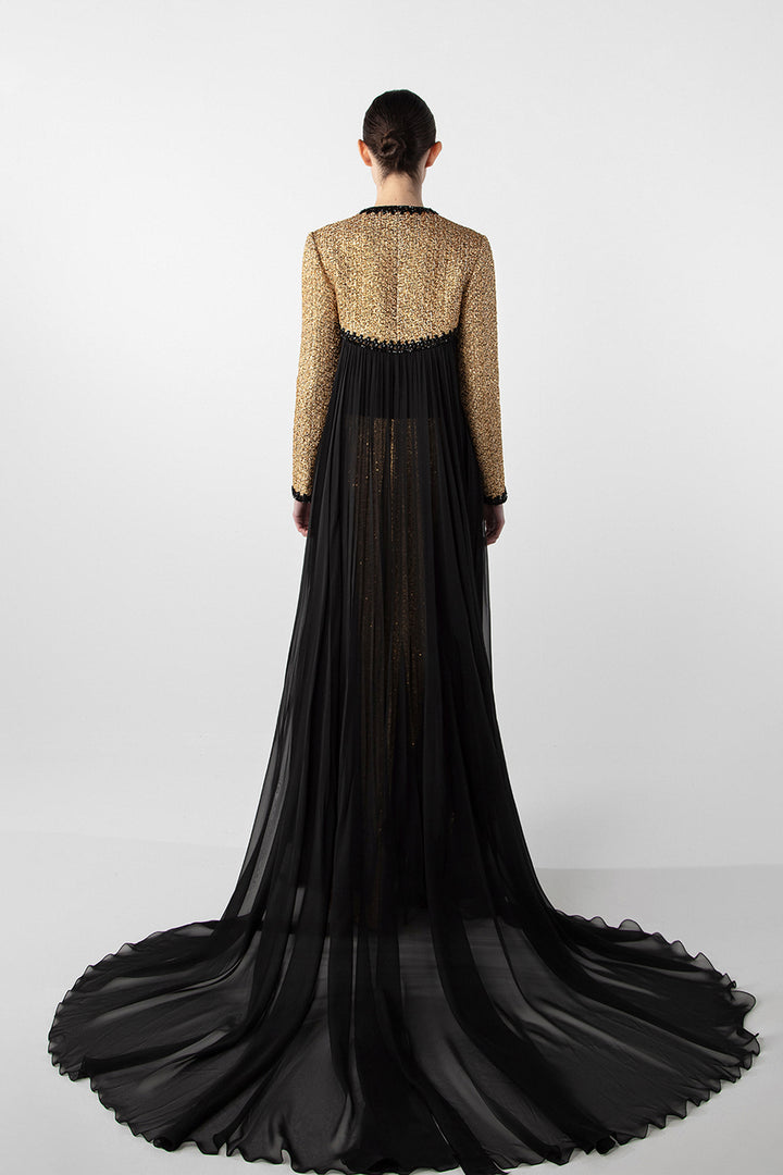 Embroidered Tweed and Chiffon Ensemble