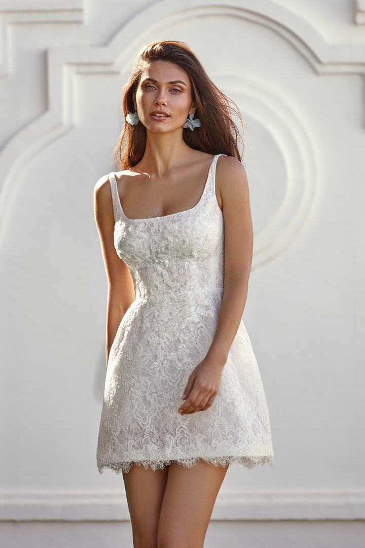 Lace And Mikado Dress Two-Piece with Overskirt