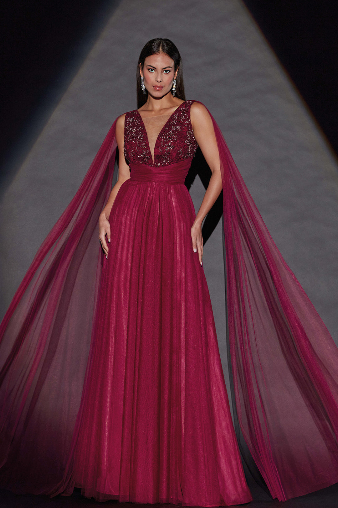 deep v burgundy dress Burgundy Long Sleeve Velvet Dress 23943