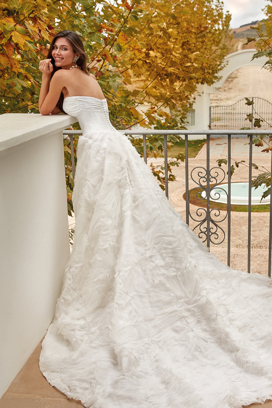 A-line Dress with Mikado Corset and Rosette Skirt