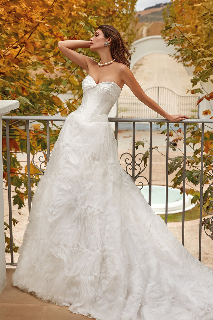 A-line Dress with Mikado Corset and Rosette Skirt