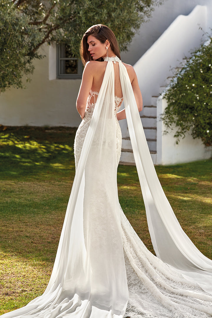 Mermaid Dress with Beaded Lace and Georgette Tails