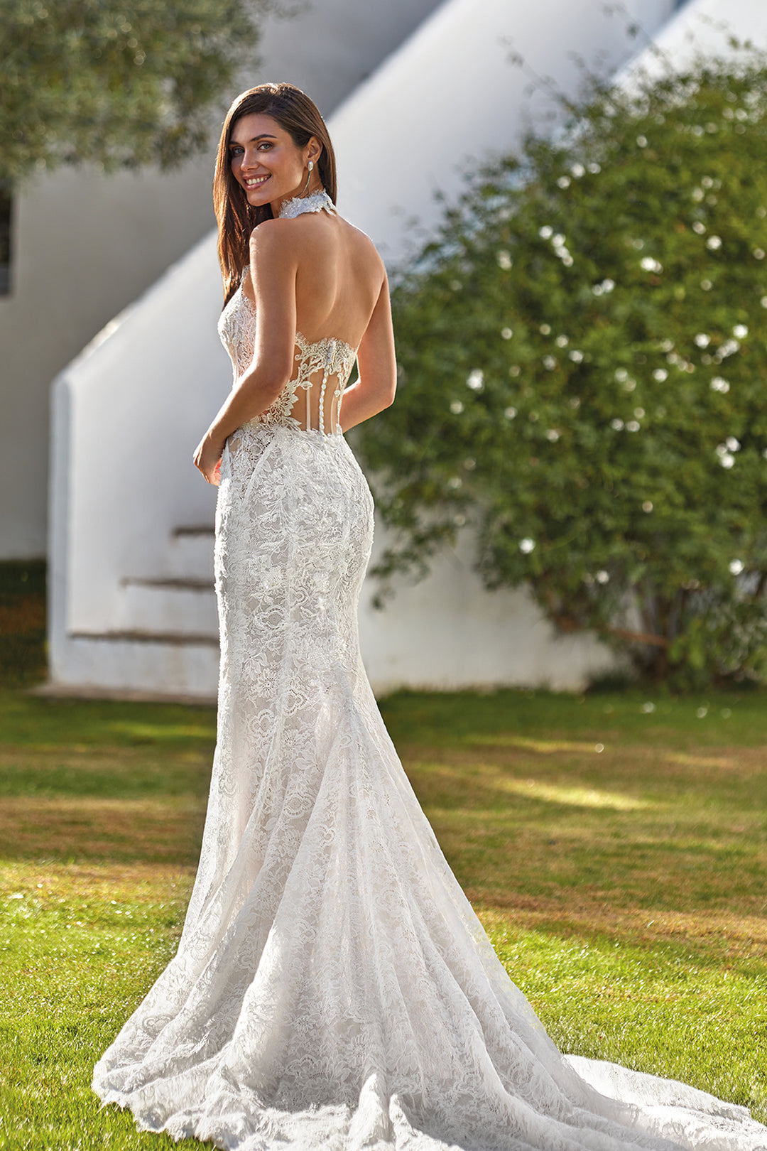 Mermaid Dress with Beaded Lace and Georgette Tails