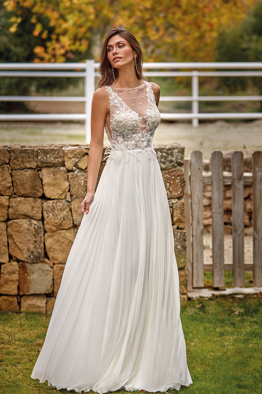 beaded bodice a line wedding dress Beaded Bodice Tea-Length Wedding Dress V-Neck Chiffon A-Line Beach Bridal Gown