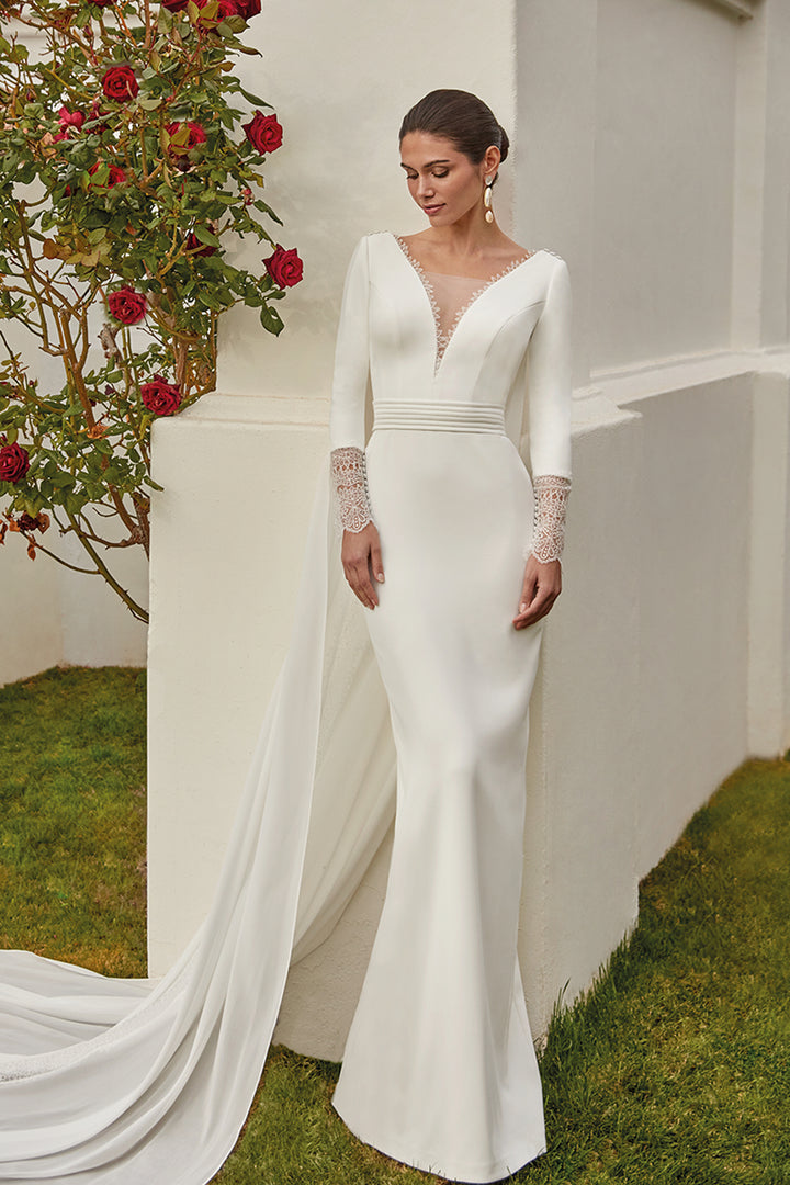 Two-Piece Crepe Long with Embroidery