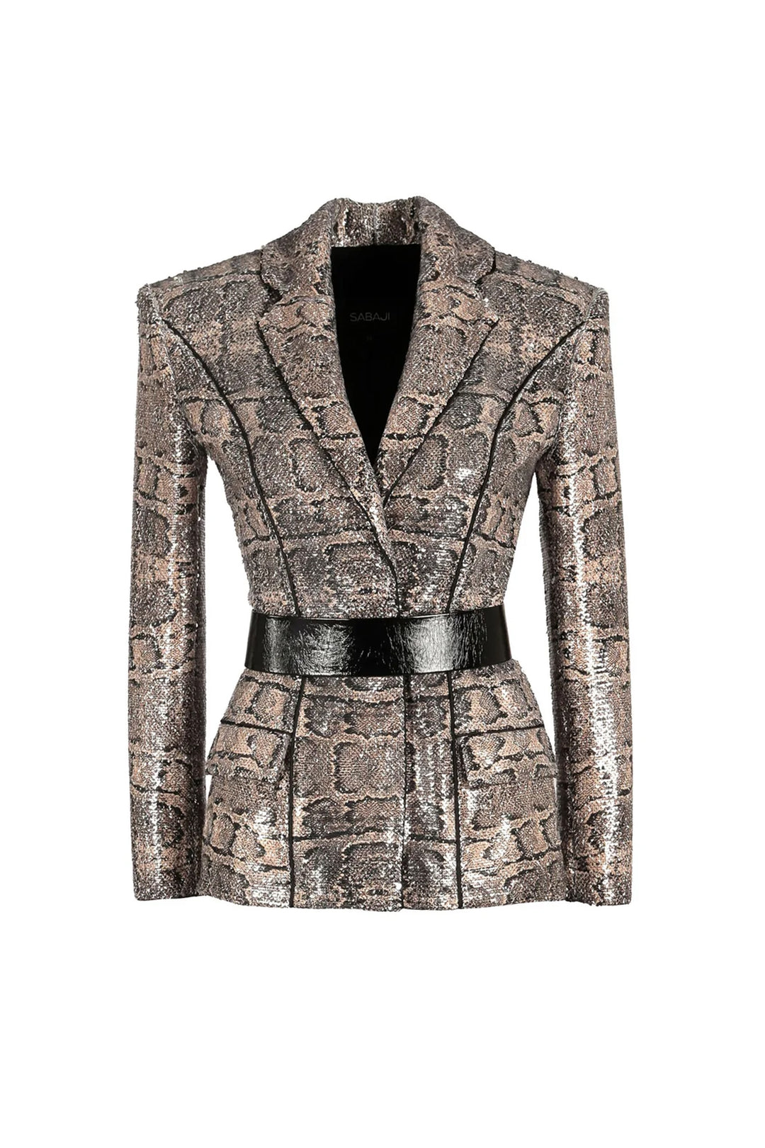 Snakeskin Blazer with Tulle Feathered pants