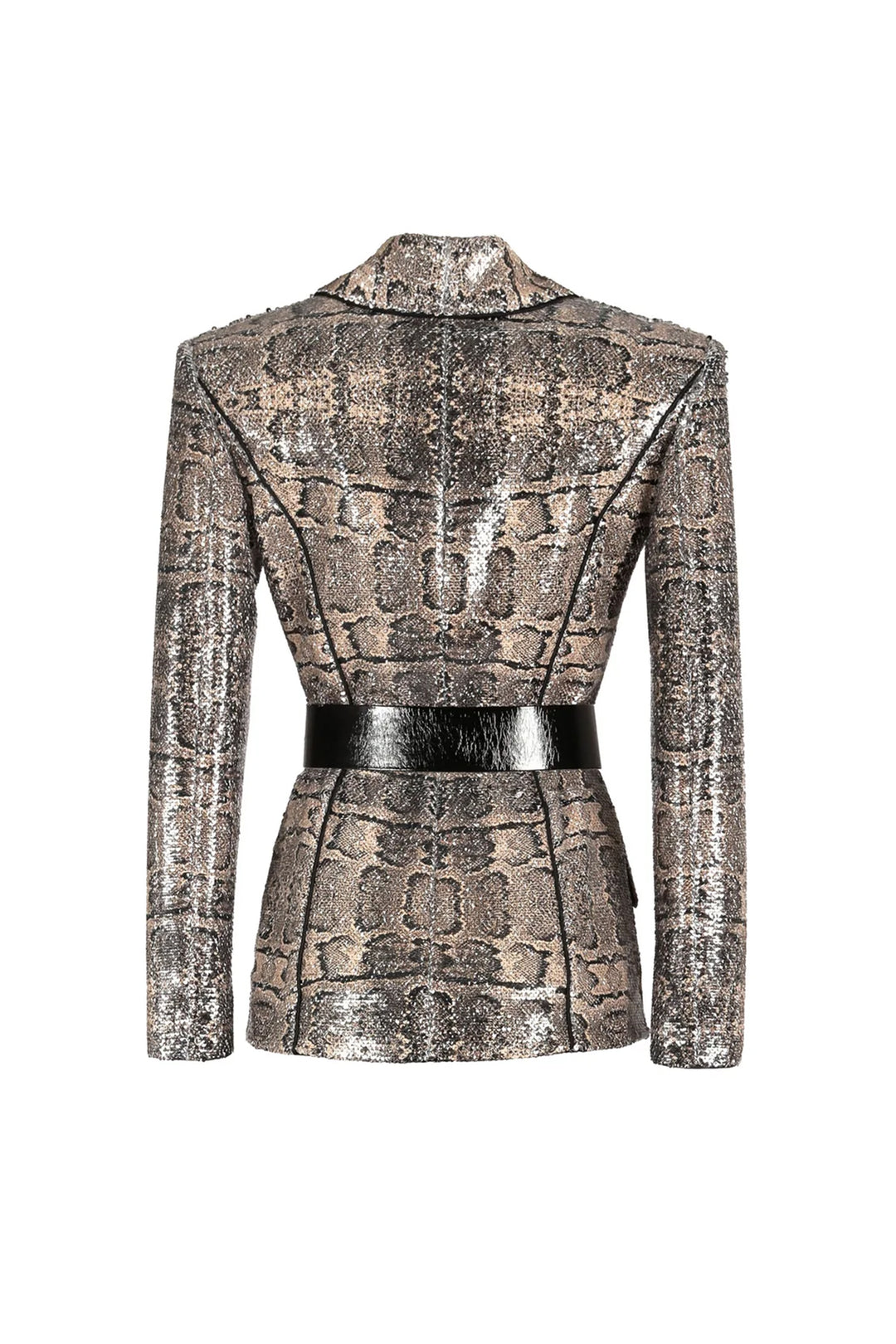 Snakeskin Blazer with Tulle Feathered pants