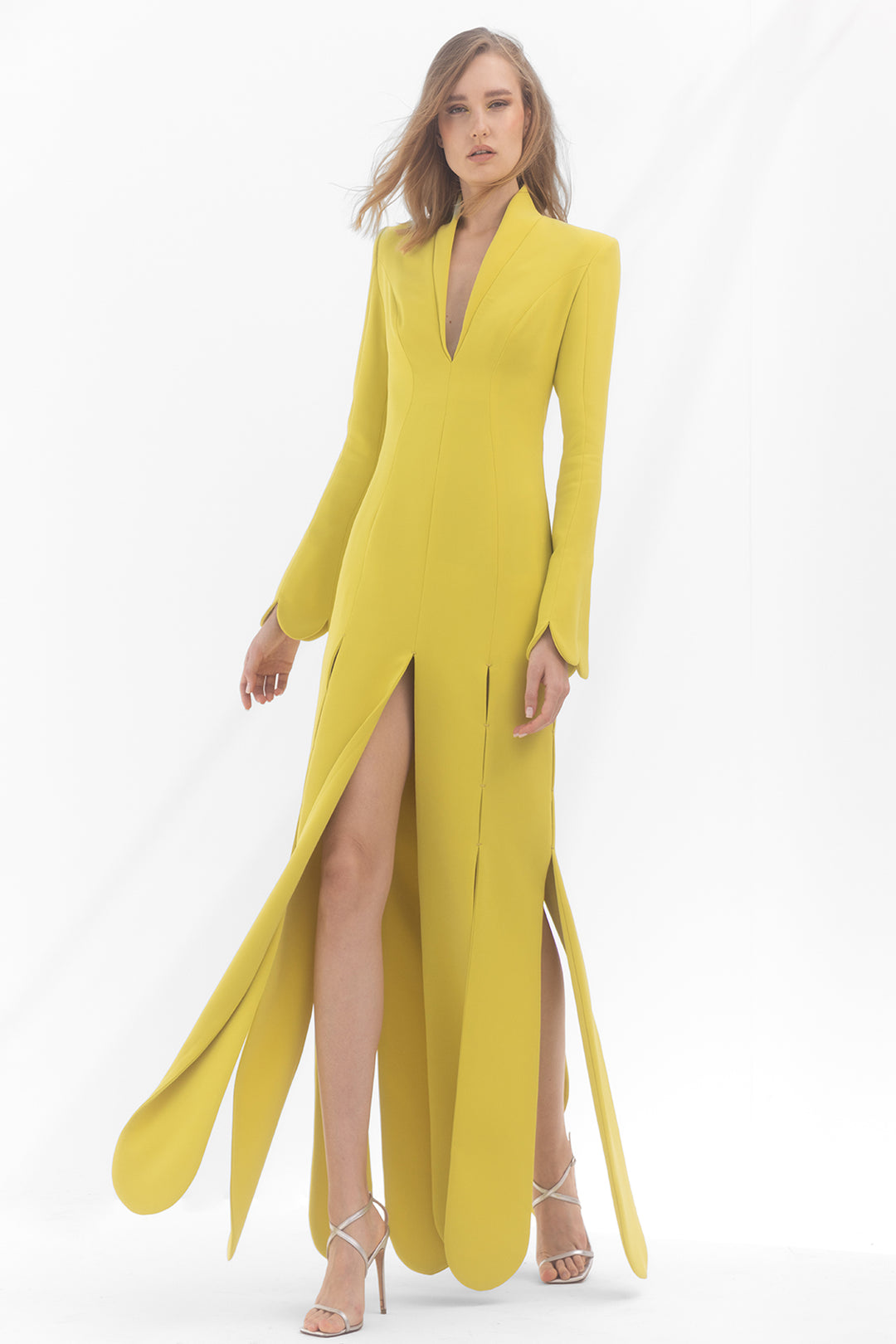 Crepe Long-Sleeved Structured Coat Dress